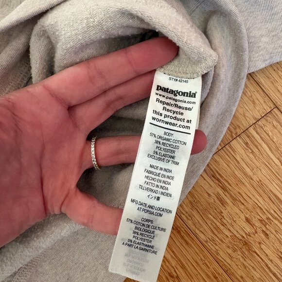 Patagonia Hoodie Womens S Beige Zip Up Organic Cotton Recycled Ahnya Sweatshirt - Picture 4 of 6